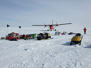 Twin Otter aircraft delivering field camp equipment