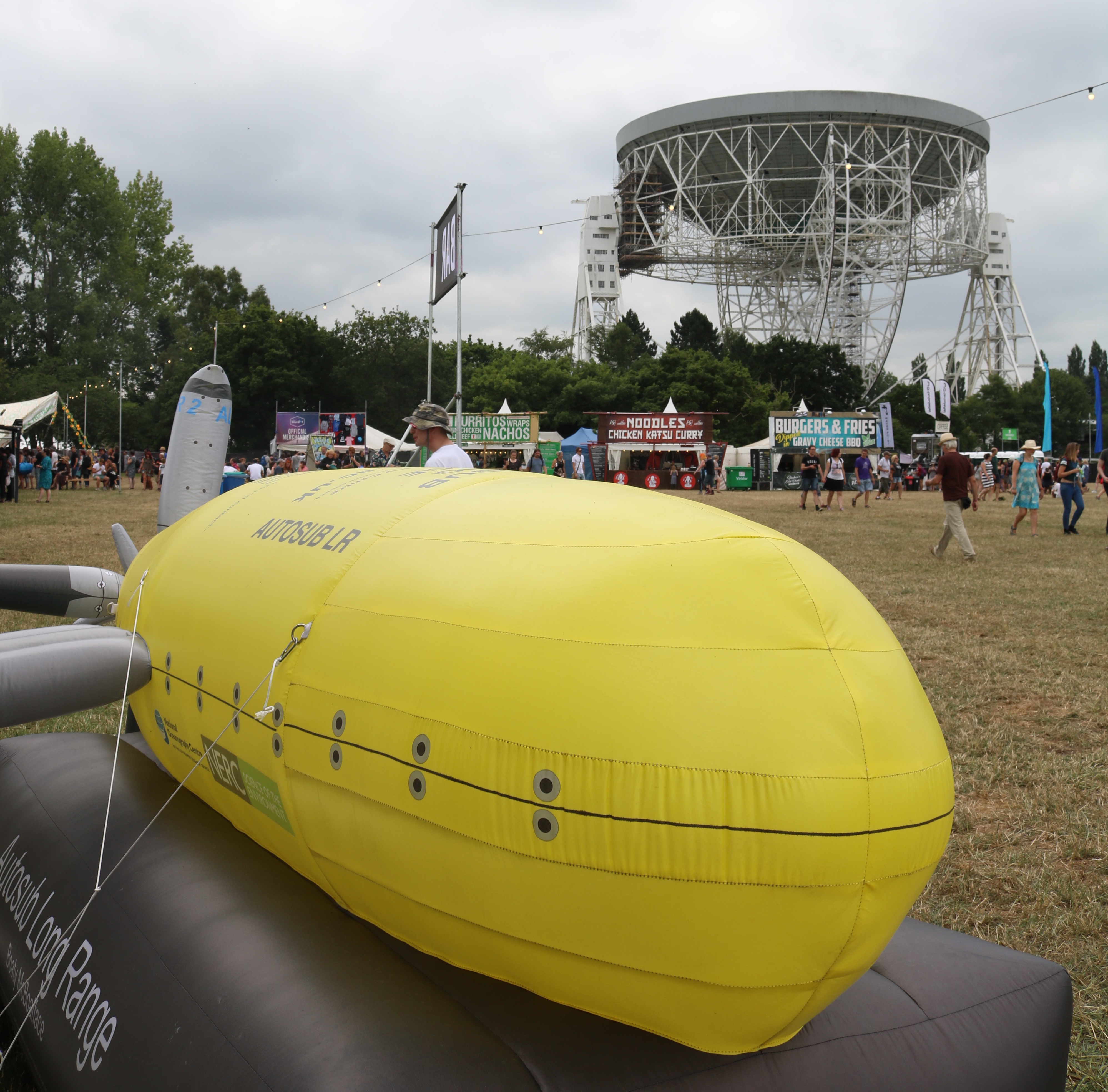 Inflatable model of Autosub Long Range at Bluedot 2018