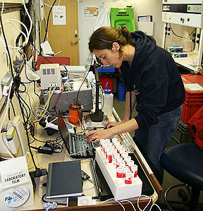 Cynthia in the chemistry lab