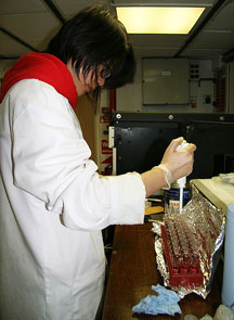 Tingting adding acid to the ampoules