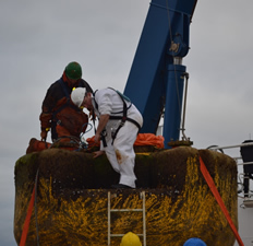 Captain Richardson lends a hand with completing work on the ODAS buoy