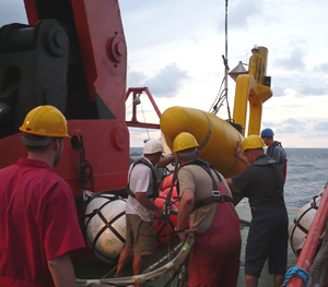 Geophysical equipment being deployed