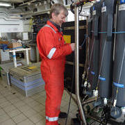 John Wynar preparing the CTD for deployment