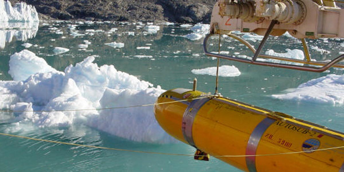 Autosub approaches the Courtauld glacier in Greenland