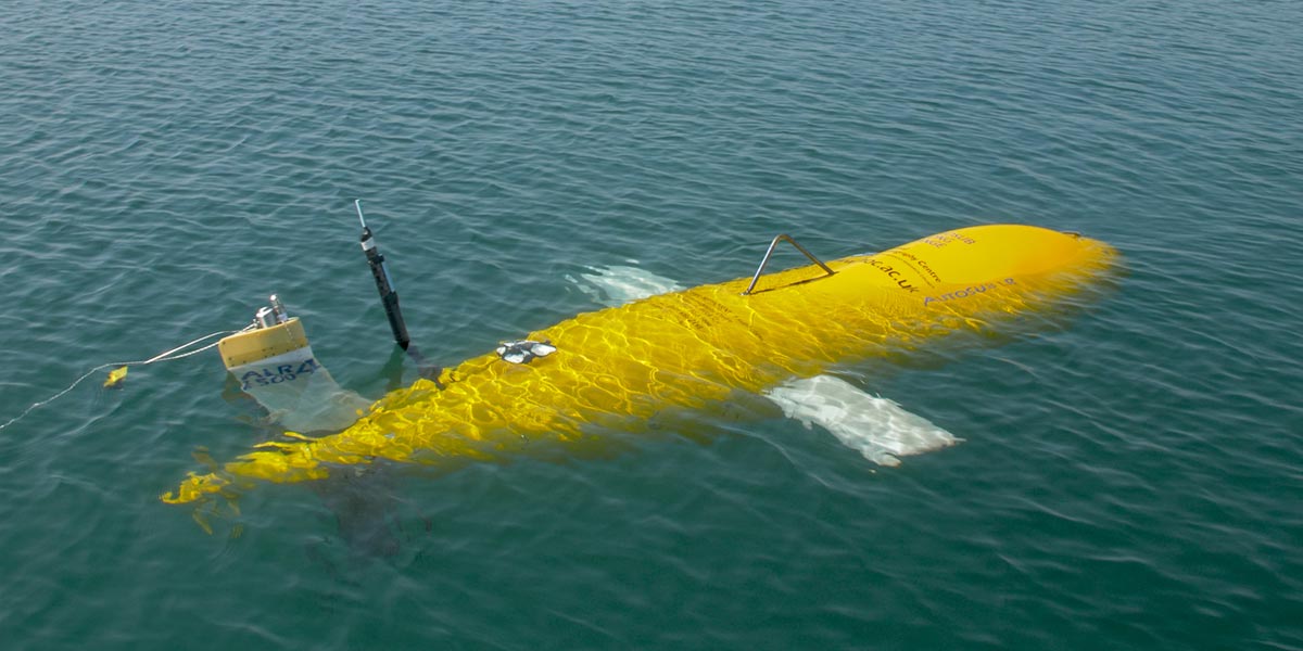 The new Autosub Long Range (ALR1500) in the waters off Portland harbour.