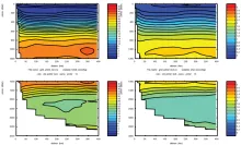 Cruise JC032 section plots; Brazil Current Section 3: Total Nitrate (left) Phospate (right)