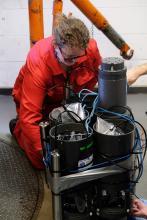 Dr Allison Schaap prepares sensors for pressure testing