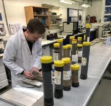 Dr Mike Clare working in the NOC's British Ocean Sediment Core Research Facility (BOSCORF)