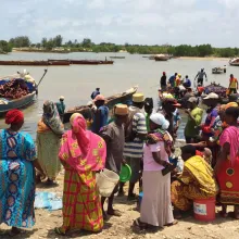 Queue to buy fish photo