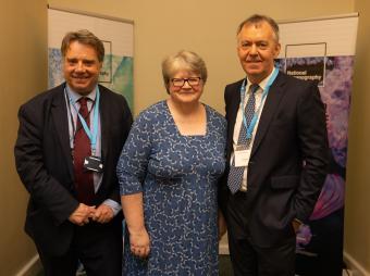 CEO Professor Ed Hill CBE, Rt Hon Thérèse Coffey MP and Jeremy Darroch, NOC’s Chair of Trustees 