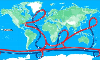 A diagram showing the Atlantic Overturning Meridional Circulation.
