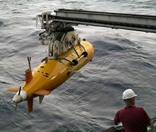 The Autosub 6000 being deployed to survey the Cayman Trough