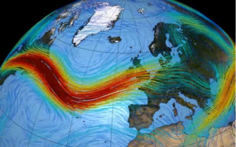 The jet stream over the North Atlantic and UK. Image Credit: Crondallweather
