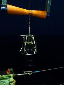 Megacorer being recovered in the short Southern Ocean night