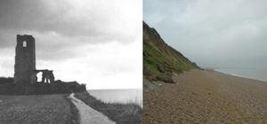 All Saints Church, Dunwich – before and after 100 years of coastal erosion 
