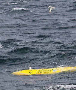 Autosub6000 at sea (courtesy of Dr Russel Wynn)