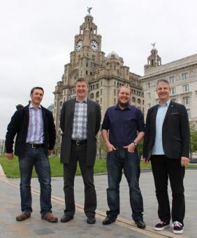 L-R: Marlan’s Managing Director Alex Sinclair, the NOC’s Head of Ocean Technology & Engineering Dr Paul Bell, Marlan’s KTP Associate (now Director of Research) Dr Cai Bird and the University of Liverpool’s Head of Geography and Planning Professor Andrew Plater