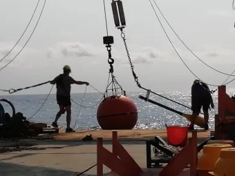 Image: sensors being put in place. Image credit: Professor Pete Talling