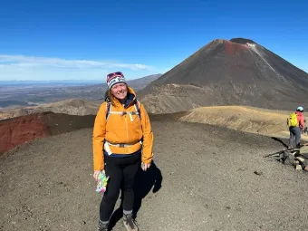 Dr Izzy Yeo in Tongariro National Park in Aotearoa, New Zealand.
