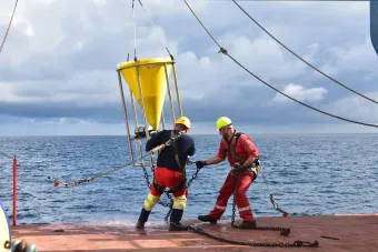 Image: Particle or sediment traps are funnel-shaped devices that capture sinking particles