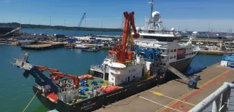 RRS James Cook ready to set sail to to the North Atlantic Subpolar Gyre.
