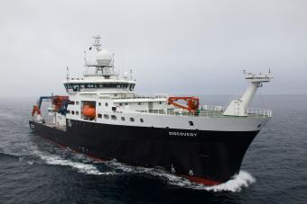 RRS Discovery at sea