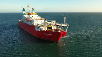 Subsea cable installation and repair ship the C.S. Sovereign.
