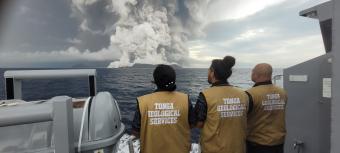 The Hunga volcano eruption in 2022 triggered the fastest underwater flows ever recorded. The flows cut the only international subsea cable that connected to Tonga. Image credit: Taaniela Kula, Tonga Geological Services