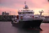 RRS James Cook at sunset