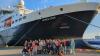 Students and embassy representatives visit the RRS James Cook