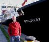 Prof. Jonathan Sharples by the RRS Discovery at the King George V dock, Glasgow
