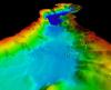 Multibeam data from the north basin of Windermere (looking north): red areas are shallow, blue areas are deep