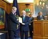 Professor Gwyn Griffiths (centre) receives the SUT President’s Award